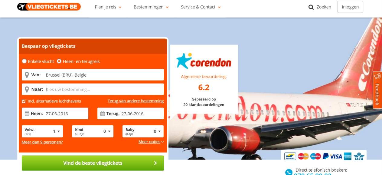 corendon vliegtuigtickets