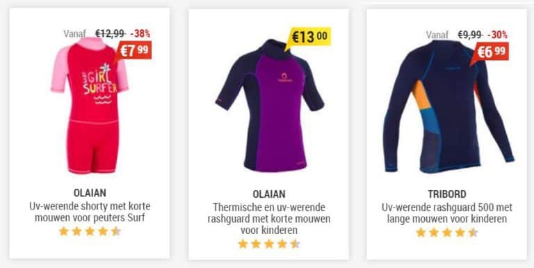 Decathlon UV shirts voor kinderen